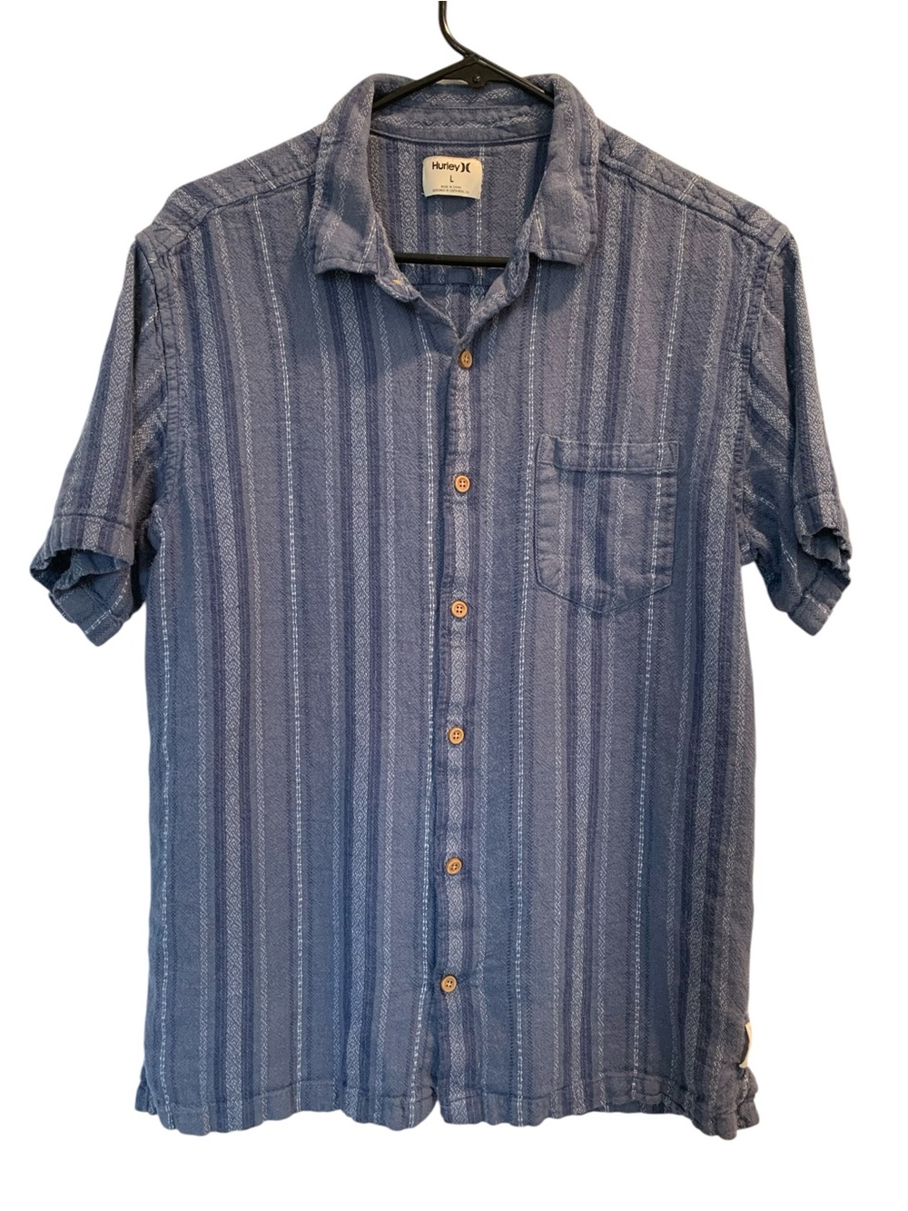 Hurley Boy’s Shirt Blue Collar Button Front Size Large